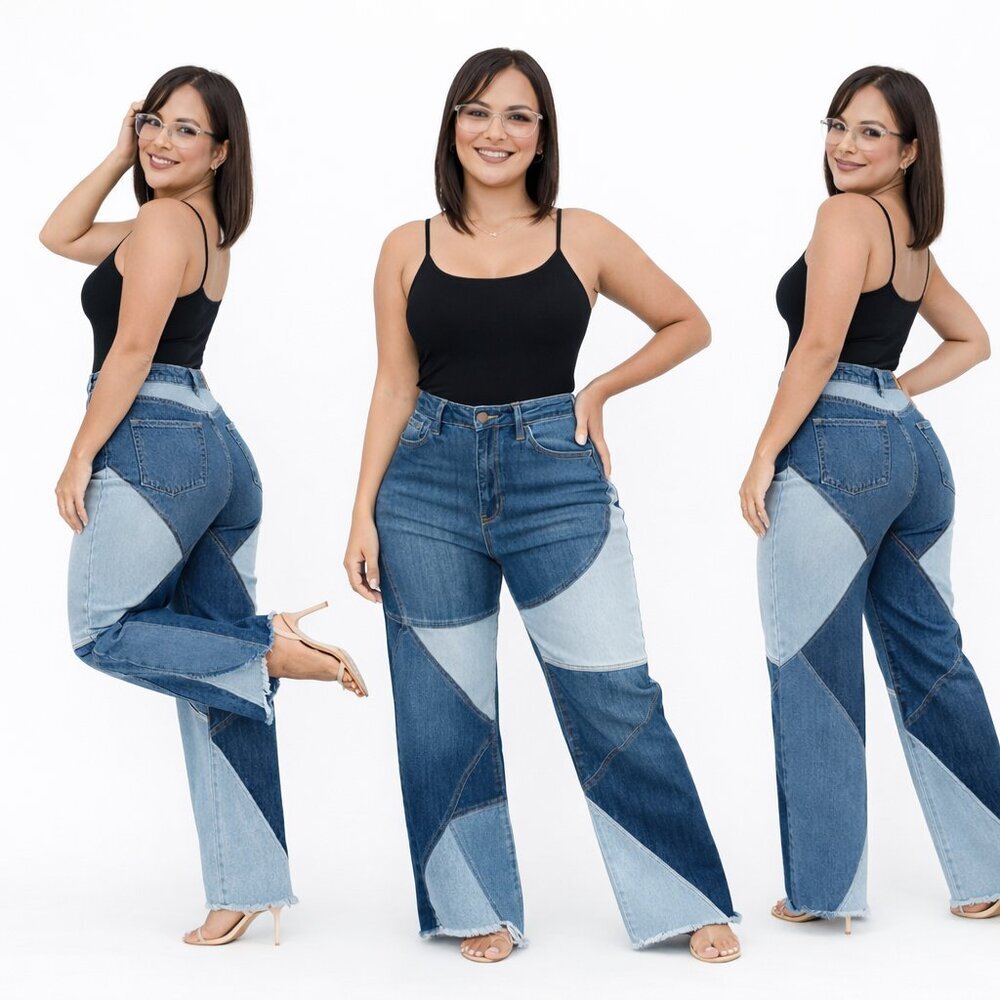 "Sculpt & Flare" Patchwork Jeans